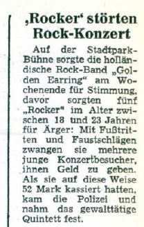 Golden Earring show review July 07 1979 Hamburg Stadtpark Hamburger Abendblatt Juli 09 1979